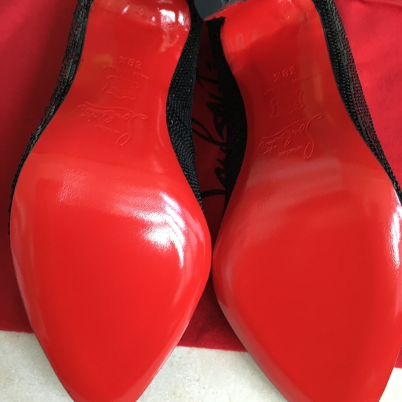 Christian Louboutin Black Paillettes Decollete Heels 38.5 New in Box! - Picture 2 of 8